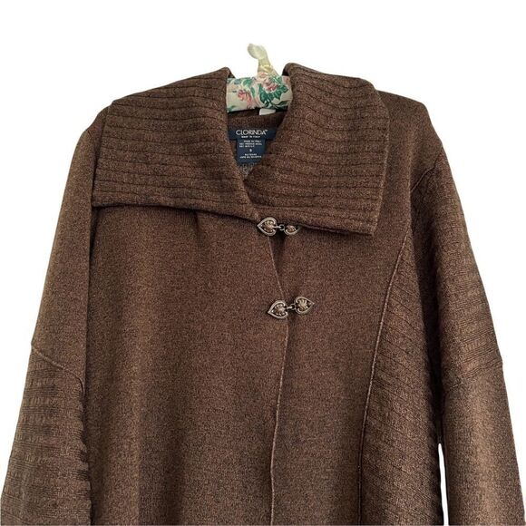 Clorinda Made in Italy Merino Wool Blend Wrap Cardigan Sweater Chocolate Brown S - Picture 4 of 7